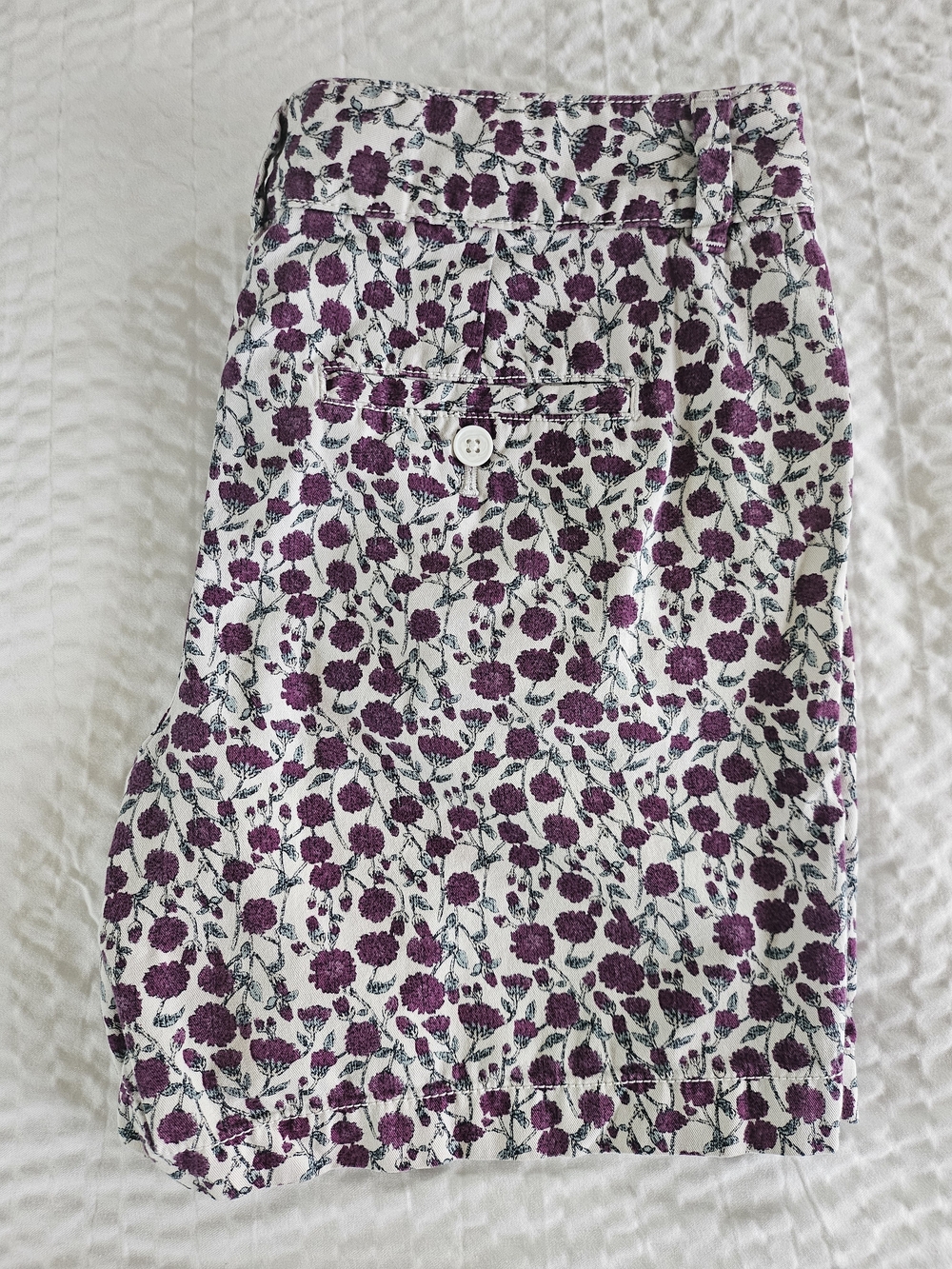Loft Women 4 Shorts Garden Floral Purple Flowers Cotton Stretch Golf Preppy Vaca